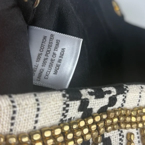 Antik Kraft Boho Beaded Fringe Black and Cream Crossbody Clutch - Picture 10 of 10